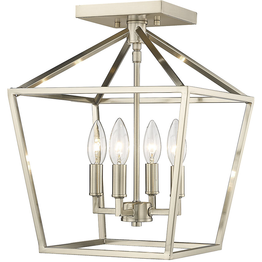 Corona 4 Light 12 inch Modern Gold Semi-Flush Mount Ceiling Light